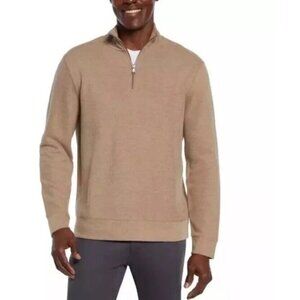 NEW Banana Republic Men's M Tan Quarter-Zip Pullover Sweater Cotton Blend